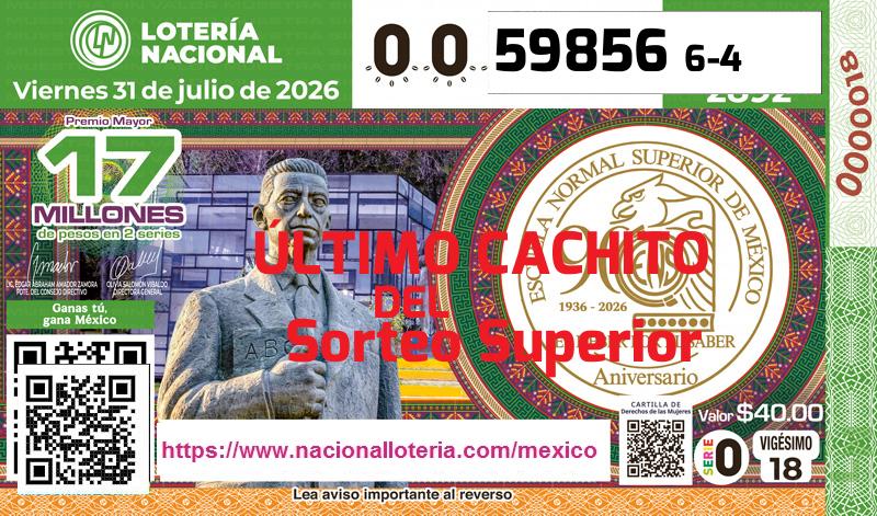Cachito del último Sorteo Superior premiado en la Lotería Nacional del Viernes 31 de Julio de 2026 Último Sorteo Superior de la Lotería del Viernes 31 de Julio de 2026
