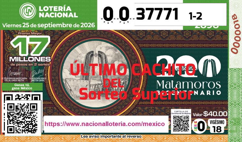 Cachito del último Sorteo Superior premiado en la Lotería Nacional del Viernes 25 de Septiembre de 2026 Último Sorteo Superior de la Lotería del Viernes 25 de Septiembre de 2026