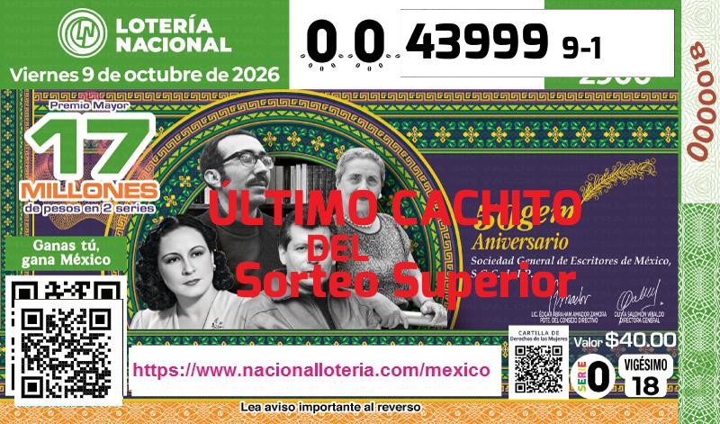 Cachito del último Sorteo Superior premiado en la Lotería Nacional del Viernes 9 de Octubre de 2026 Último Sorteo Superior de la Lotería del Viernes 9 de Octubre de 2026