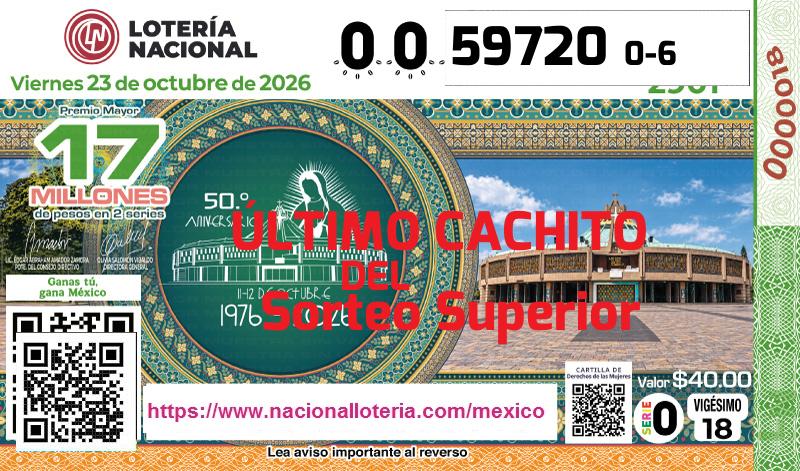 Cachito del último Sorteo Superior premiado en la Lotería Nacional del Viernes 23 de Octubre de 2026 Último Sorteo Superior de la Lotería del Viernes 23 de Octubre de 2026
