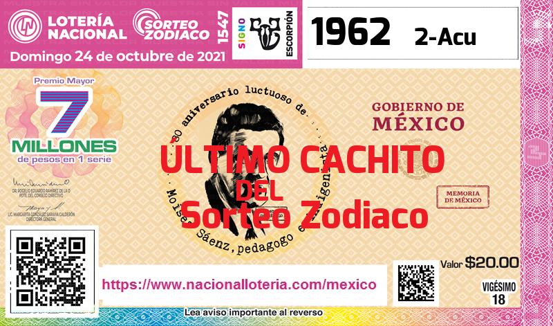 Último Sorteo Zodiaco de la Lotería del Domingo 24 de Octubre de 2021