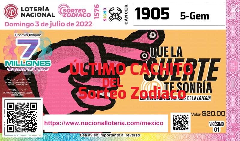 Último Sorteo Zodiaco de la Lotería del Domingo 3 de Julio de 2022