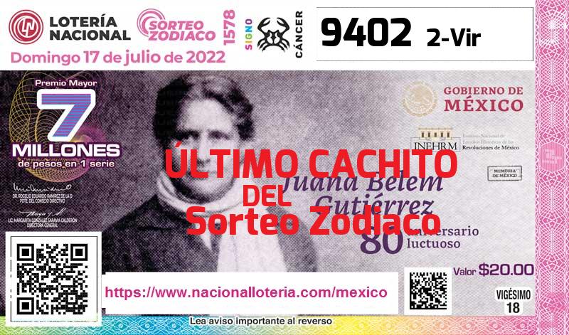 Último Sorteo Zodiaco de la Lotería del Domingo 17 de Julio de 2022