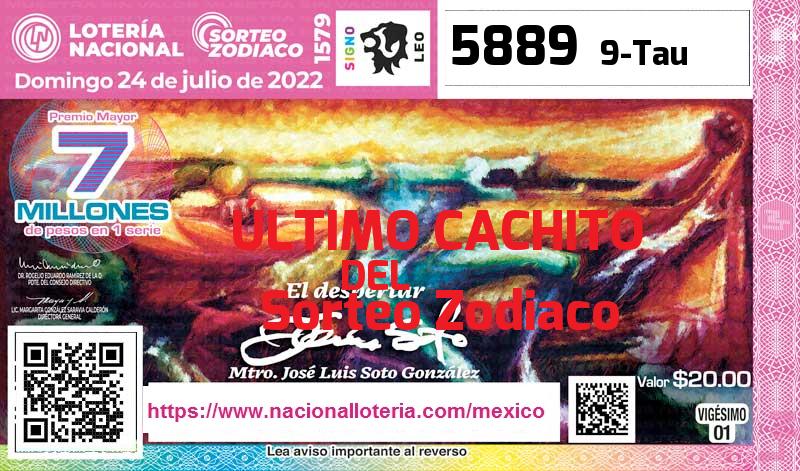 Cachito del último Sorteo Zodiaco premiado en la Lotería Nacional del Domingo 24 de Julio de 2022 Último Sorteo Zodiaco de la Lotería del Domingo 24 de Julio de 2022