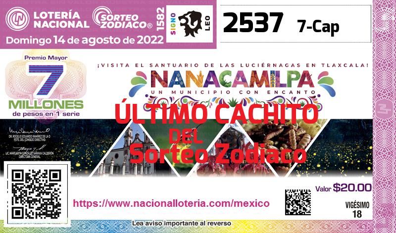 Cachito del último Sorteo Zodiaco premiado en la Lotería Nacional del Domingo 14 de Agosto de 2022 Último Sorteo Zodiaco de la Lotería del Domingo 14 de Agosto de 2022
