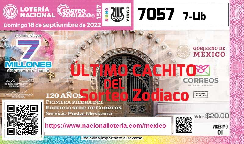 Último Sorteo Zodiaco de la Lotería del Domingo 18 de Septiembre de 2022