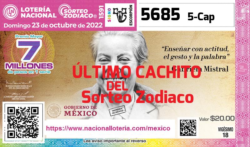 Cachito del último Sorteo Zodiaco premiado en la Lotería Nacional del Domingo 23 de Octubre de 2022 Último Sorteo Zodiaco de la Lotería del Domingo 23 de Octubre de 2022
