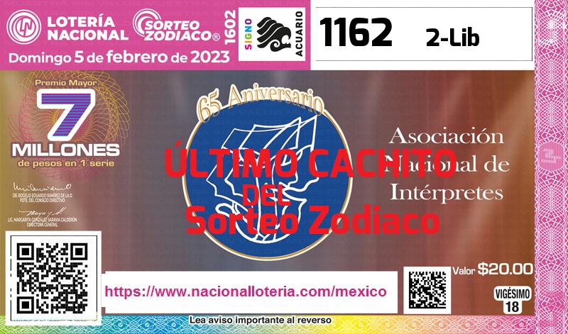 Cachito del último Sorteo Zodiaco premiado en la Lotería Nacional del Domingo 5 de Febrero de 2023 Último Sorteo Zodiaco de la Lotería del Domingo 5 de Febrero de 2023