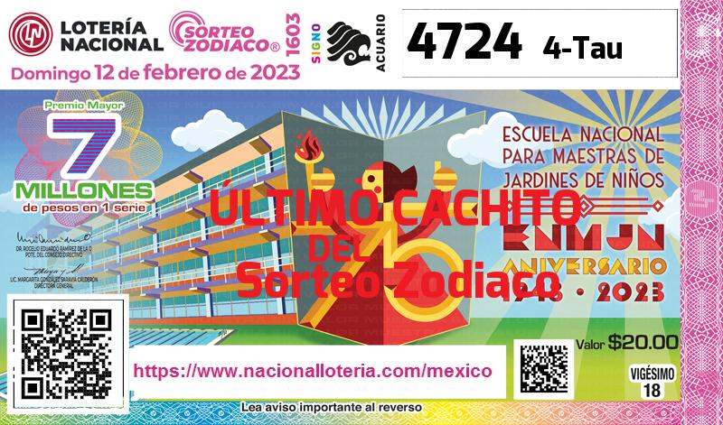 Cachito del último Sorteo Zodiaco premiado en la Lotería Nacional del Domingo 12 de Febrero de 2023 Último Sorteo Zodiaco de la Lotería del Domingo 12 de Febrero de 2023