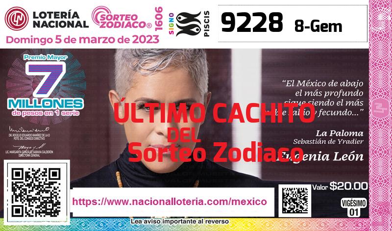 Cachito del último Sorteo Zodiaco premiado en la Lotería Nacional del Domingo 5 de Marzo de 2023 Último Sorteo Zodiaco de la Lotería del Domingo 5 de Marzo de 2023