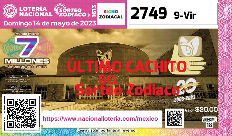 Cachito del último Sorteo Zodiaco premiado en la Lotería Nacional del Domingo 14 de Mayo de 2023 Último Sorteo Zodiaco de la Lotería del Domingo 14 de Mayo de 2023