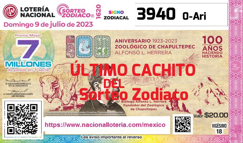 Cachito del último Sorteo Zodiaco premiado en la Lotería Nacional del Domingo 9 de Julio de 2023 Último Sorteo Zodiaco de la Lotería del Domingo 9 de Julio de 2023