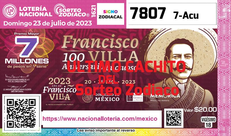 Cachito del último Sorteo Zodiaco premiado en la Lotería Nacional del Domingo 23 de Julio de 2023 Último Sorteo Zodiaco de la Lotería del Domingo 23 de Julio de 2023