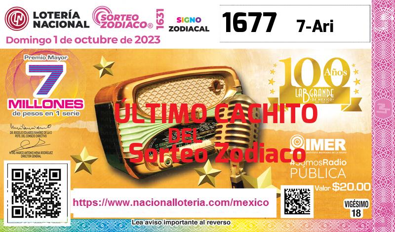 Cachito del último Sorteo Zodiaco premiado en la Lotería Nacional del Domingo 1 de Octubre de 2023 Último Sorteo Zodiaco de la Lotería del Domingo 1 de Octubre de 2023