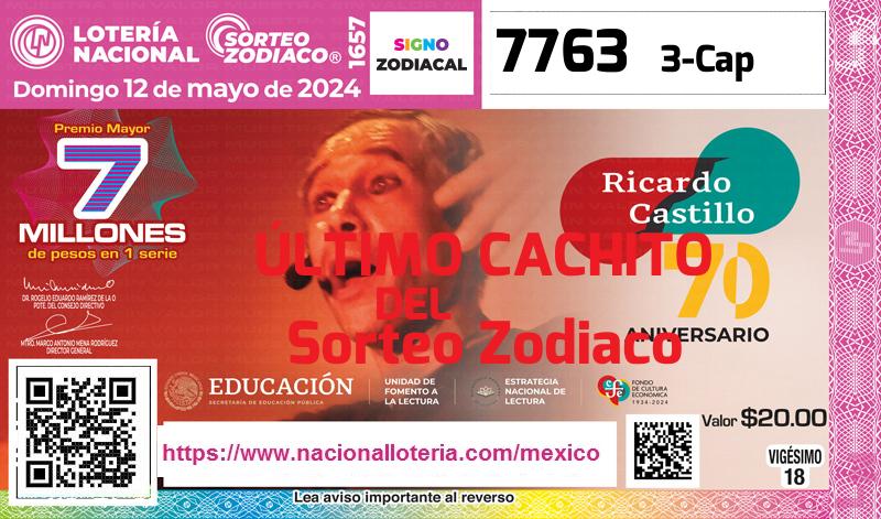 Cachito del último Sorteo Zodiaco premiado en la Lotería Nacional del Domingo 12 de Mayo de 2024 Último Sorteo Zodiaco de la Lotería del Domingo 12 de Mayo de 2024