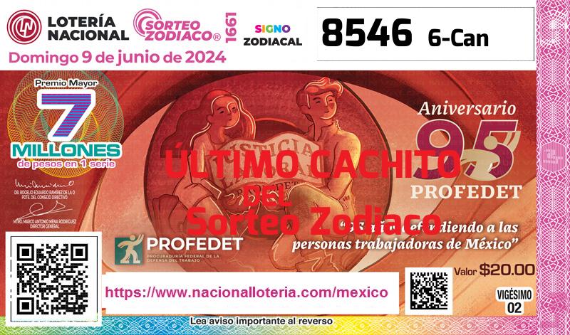 Último Sorteo Zodiaco de la Lotería del Domingo 9 de Junio de 2024