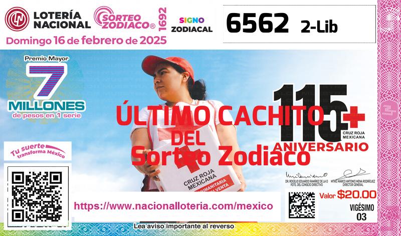 Cachito del último Sorteo Zodiaco premiado en la Lotería Nacional del Domingo 16 de Febrero de 2025 Último Sorteo Zodiaco de la Lotería del Domingo 16 de Febrero de 2025