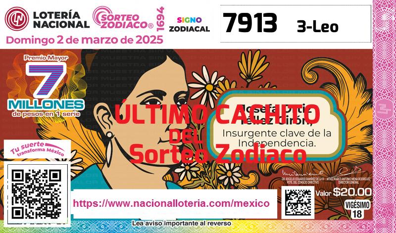 Cachito del último Sorteo Zodiaco premiado en la Lotería Nacional del Domingo 2 de Marzo de 2025 Último Sorteo Zodiaco de la Lotería del Domingo 2 de Marzo de 2025