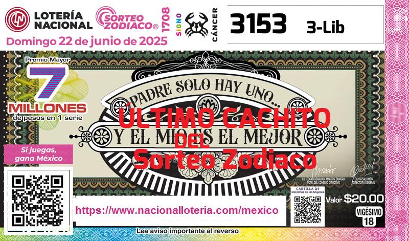 Último Sorteo Zodiaco de la Lotería del Domingo 22 de Junio de 2025