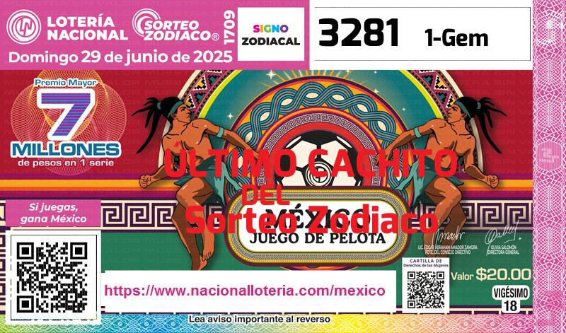 Último Sorteo Zodiaco de la Lotería del Domingo 29 de Junio de 2025
