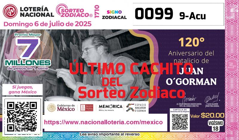 Último Sorteo Zodiaco de la Lotería del Domingo 6 de Julio de 2025