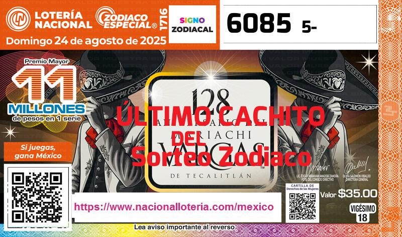 Último Sorteo Zodiaco de la Lotería del Domingo 24 de Agosto de 2025