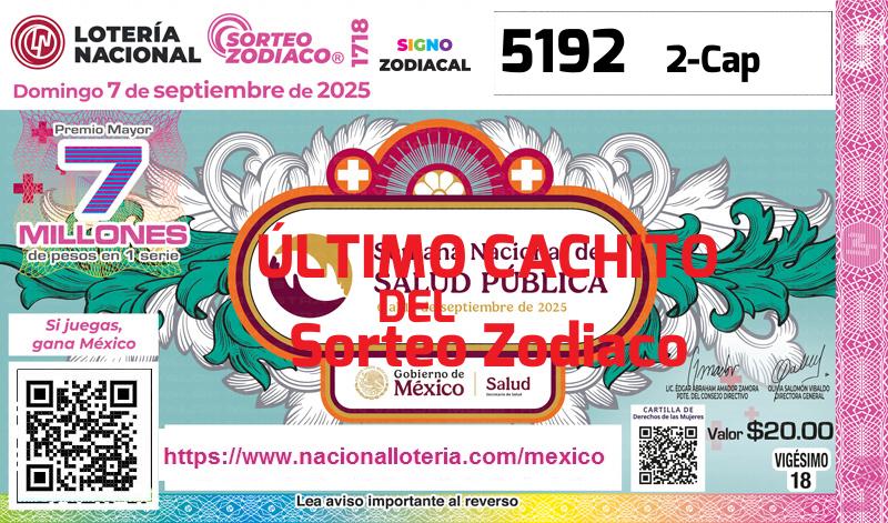 Último Sorteo Zodiaco de la Lotería del Domingo 7 de Septiembre de 2025