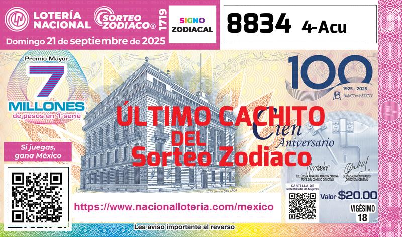 Último Sorteo Zodiaco de la Lotería del Domingo 21 de Septiembre de 2025