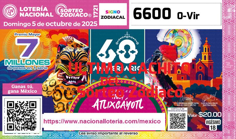 Último Sorteo Zodiaco de la Lotería del Domingo 5 de Octubre de 2025