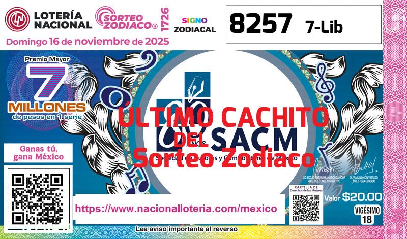 Cachito del último Sorteo Zodiaco premiado en la Lotería Nacional del Domingo 16 de Noviembre de 2025 Último Sorteo Zodiaco de la Lotería del Domingo 16 de Noviembre de 2025