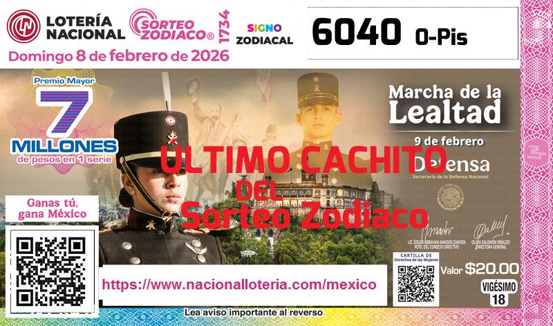 Último Sorteo Zodiaco de la Lotería del Domingo 8 de Febrero de 2026