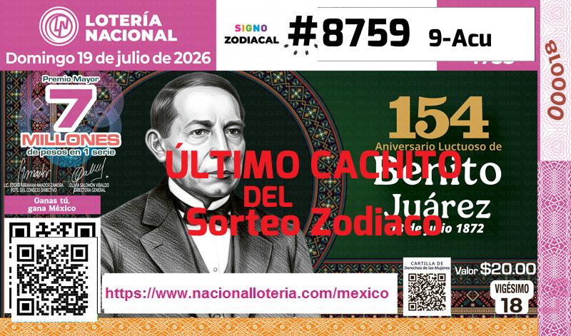 Cachito del último Sorteo Zodiaco premiado en la Lotería Nacional del Domingo 19 de Julio de 2026 Último Sorteo Zodiaco de la Lotería del Domingo 19 de Julio de 2026