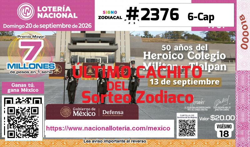 Cachito del último Sorteo Zodiaco premiado en la Lotería Nacional del Domingo 20 de Septiembre de 2026 Último Sorteo Zodiaco de la Lotería del Domingo 20 de Septiembre de 2026
