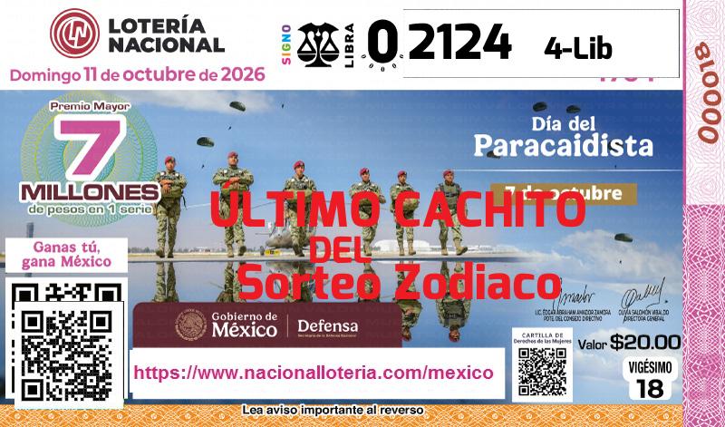 Cachito del último Sorteo Zodiaco premiado en la Lotería Nacional del Domingo 11 de Octubre de 2026 Último Sorteo Zodiaco de la Lotería del Domingo 11 de Octubre de 2026