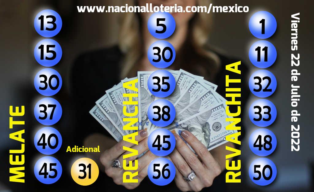 Números ganadores del Melate del Viernes 22 de Julio de 2022 Resultados del Melate del Viernes 22 de Julio de 2022