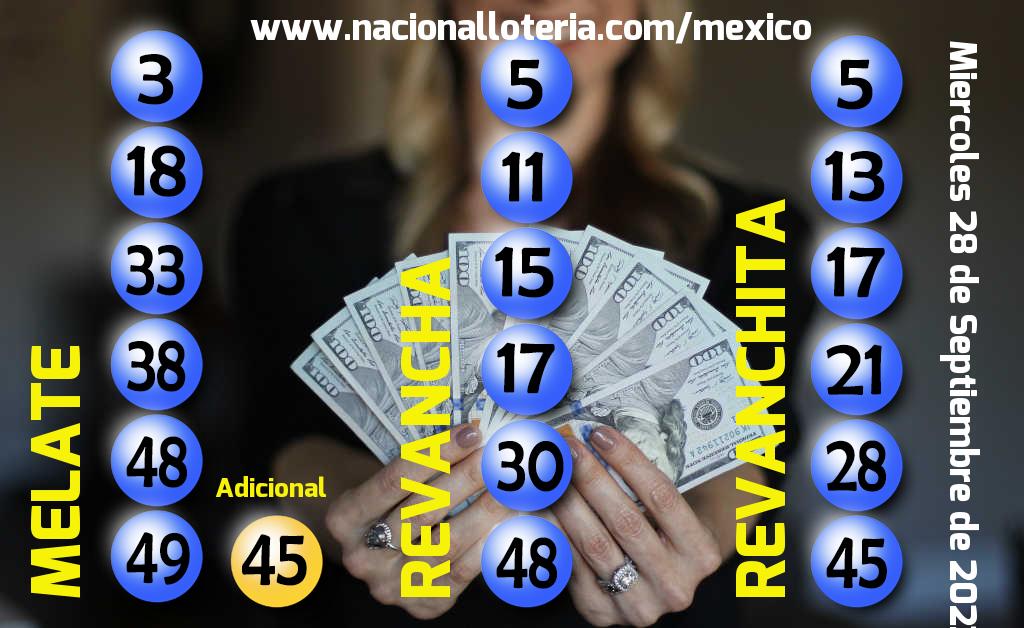 Resultados del Melate del Mi&eacute;rcoles 28 de Septiembre de 2022