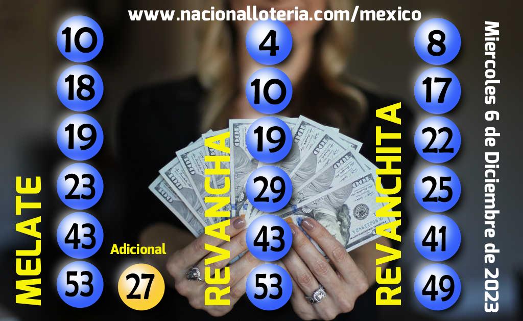 Números ganadores del Melate del Miércoles 6 de Diciembre de 2023 Resultados del Melate del Miércoles 6 de Diciembre de 2023