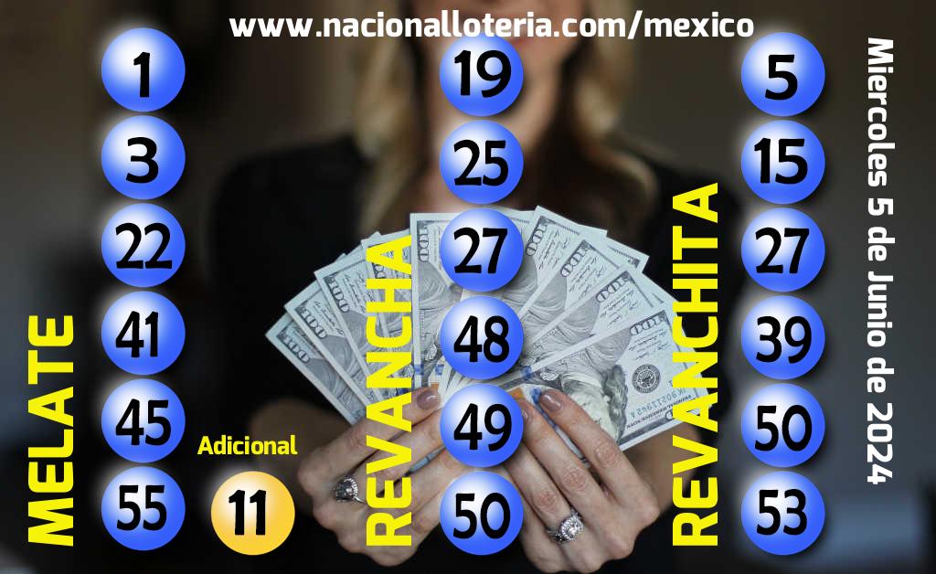 Números ganadores del Melate del Miércoles 5 de Junio de 2024 Resultados del Melate del Miércoles 5 de Junio de 2024