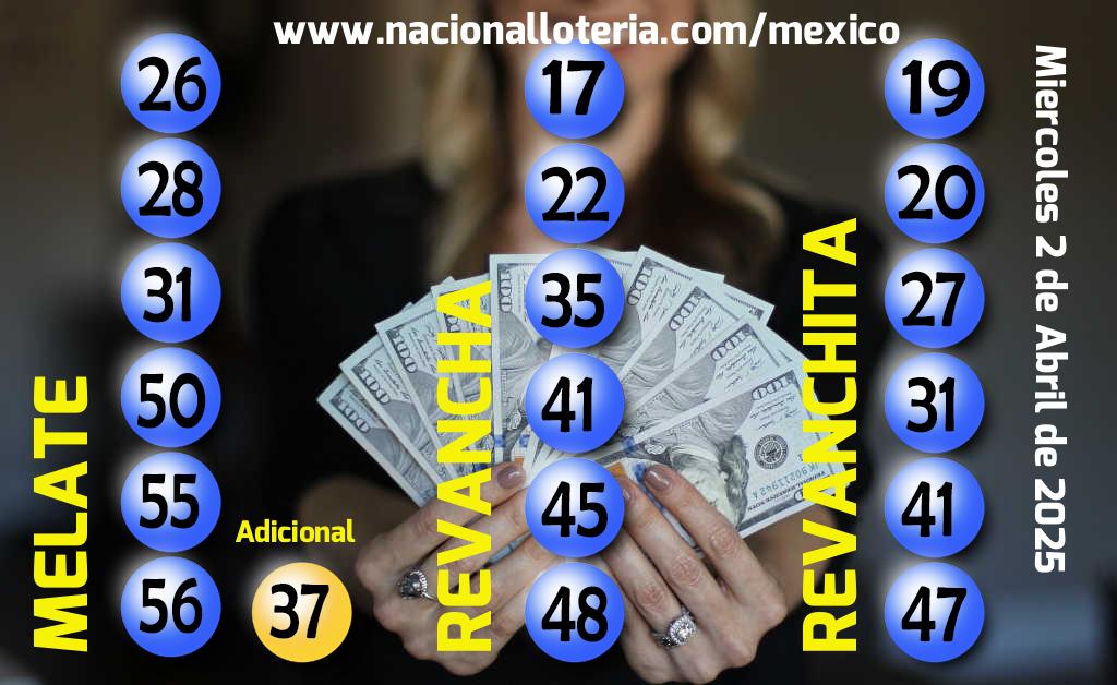Números ganadores del Melate del Miércoles 2 de Abril de 2025 Resultados del Melate del Miércoles 2 de Abril de 2025