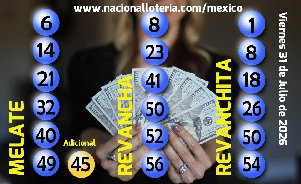 Números ganadores del Melate del Viernes 31 de Julio de 2026 Resultados del Melate del Viernes 31 de Julio de 2026