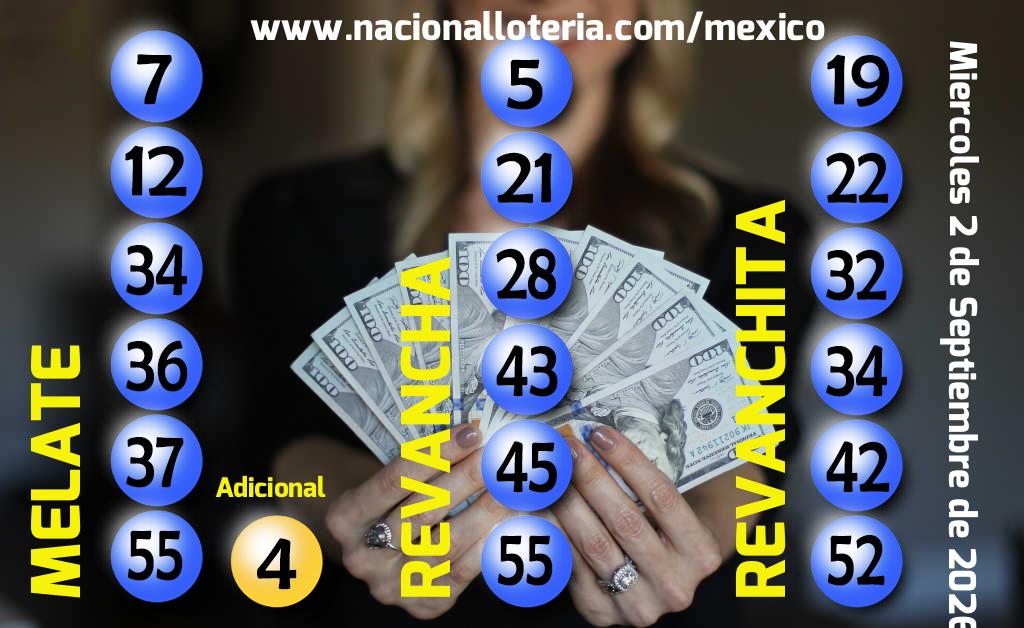 Números ganadores del Melate del Miércoles 2 de Septiembre de 2026 Resultados del Melate del Miércoles 2 de Septiembre de 2026