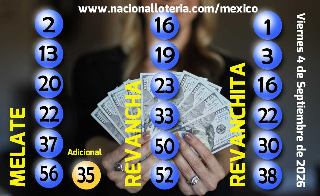 Resultados del Melate del Viernes 4 de Septiembre de 2026