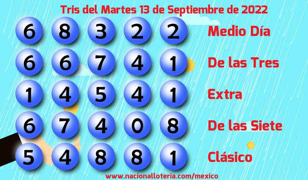 Números ganadores del Tris del Martes 13 de Septiembre de 2022 Resultados del Tris del Martes 13 de Septiembre de 2022