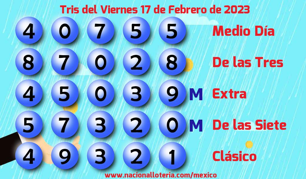 Números ganadores del Tris del Viernes 17 de Febrero de 2023 Resultados del Tris del Viernes 17 de Febrero de 2023